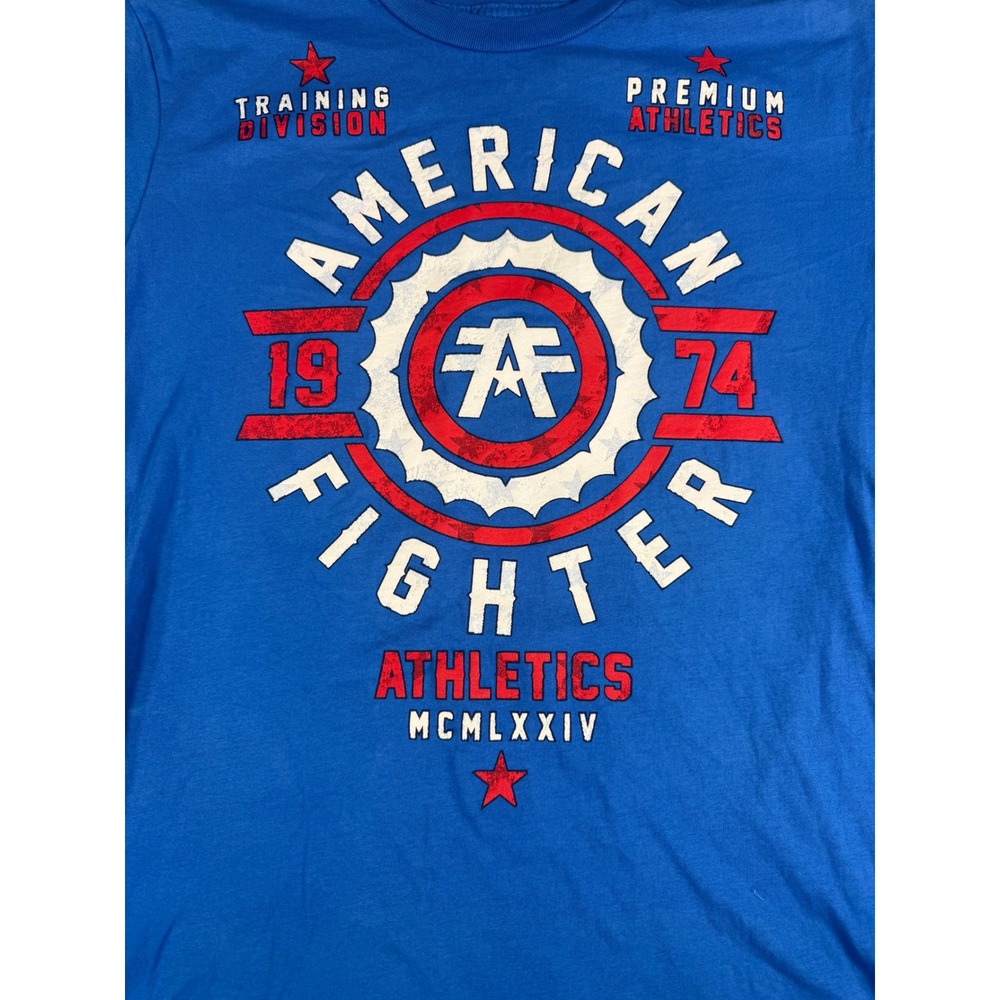 American Fighter Athletics Mens Blue Graphic T-Shirt Training Division Size M